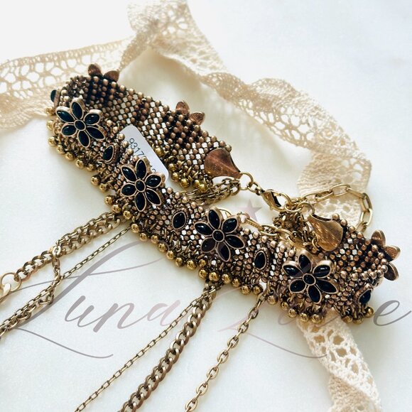 FREE PEOPLE x Ariana Ost Walsh Choker Necklace In Gold / Onyx NWT - Picture 4 of 6